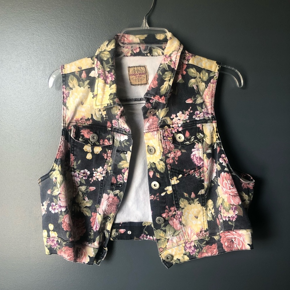 Highway Jeans Floral Denim Vest - 1X